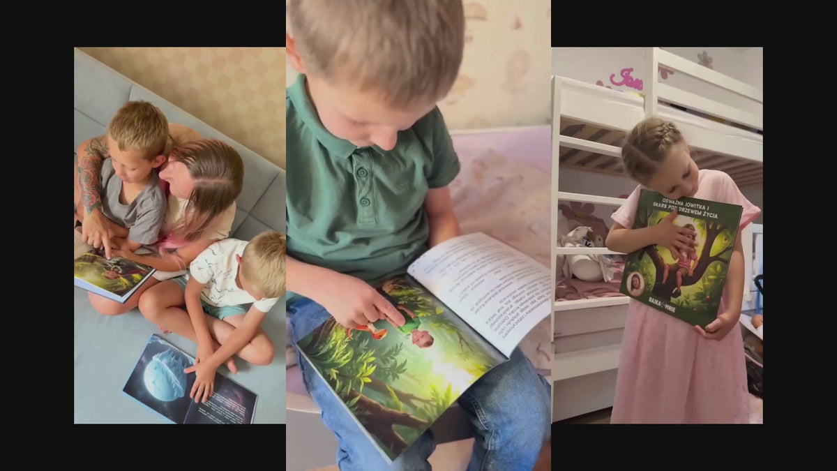 Załaduj wideo: Rodziny i dzieci oglądają personalizowaną książkę Bajka O Mnie.